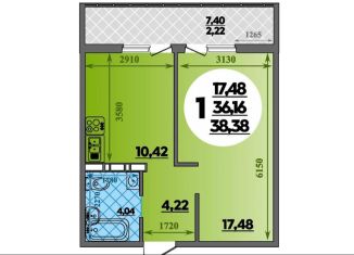 Продажа 1-ком. квартиры, 38.4 м2, Ростов-на-Дону, улица Дмитрия Петрова, 12, ЖК Суворовский