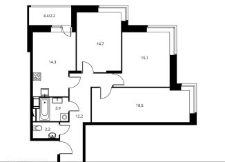 Продажа трехкомнатной квартиры, 80.9 м2, Московская область, Центральная улица, 69