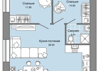 Трехкомнатная квартира на продажу, 70 м2, село Первомайский, улица Строителя Николая Шишкина, 11/2, ЖК Знак