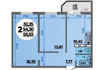 Продажа 2-комнатной квартиры, 55.5 м2, Ростов-на-Дону, ЖК Суворовский, улица Дмитрия Петрова, 13