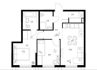 Продажа 2-ком. квартиры, 49.9 м2, Москва, метро Варшавская, жилой комплекс Москворечье, 1.3