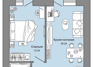 2-ком. квартира на продажу, 46 м2, Ульяновская область, жилой комплекс Город Новаторов, 1