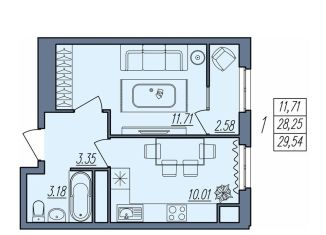 Продажа 1-ком. квартиры, 29.5 м2, Волгоград