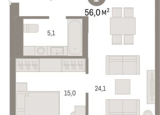 Продам 1-комнатную квартиру, 56 м2, Тюмень