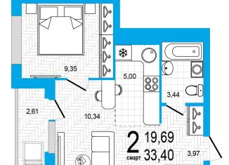 Продаю двухкомнатную квартиру, 33.4 м2, Республика Башкортостан