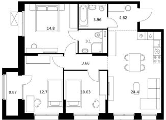 Продаю 3-ком. квартиру, 78.1 м2, Хабаровский край