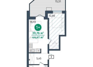 Продаю 1-ком. квартиру, 39.8 м2, деревня Дударева