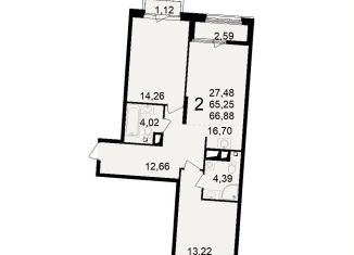 Продаю 2-ком. квартиру, 66.9 м2, Рязань