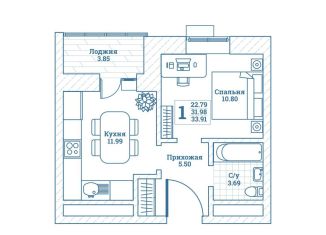 Продается однокомнатная квартира, 34.3 м2, рабочий посёлок Монино, улица Генерала Ковачевича, 10к1