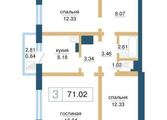 Продам 3-комнатную квартиру, 71 м2, Красноярск