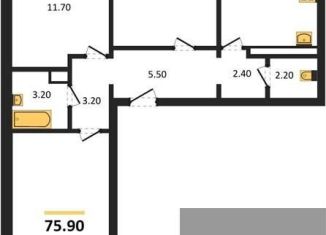 Трехкомнатная квартира на продажу, 75.9 м2, Воронеж, улица Шидловского, 28, Левобережный район