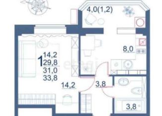 Продаю 1-ком. квартиру, 33.8 м2, Ессентуки, улица Шмидта, 80/2с