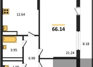 Продам двухкомнатную квартиру, 66.1 м2, Воронеж, Московский проспект, 132