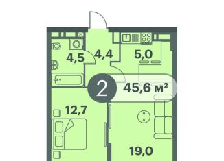 Продается двухкомнатная квартира, 45.6 м2, Красноярск, Кировский район