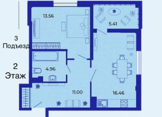 Продается однокомнатная квартира, 51.4 м2, Брянск, улица имени О.С. Визнюка, 18