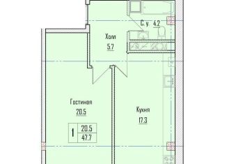 Продам однокомнатную квартиру, 47.7 м2, Кабардино-Балкариия, улица Шарданова, 52