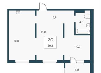 Продам 3-комнатную квартиру, 59.2 м2, посёлок Озёрный, Кедровая улица, 80/3