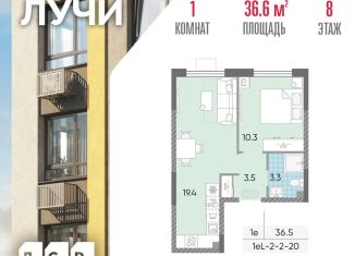 Продаю 1-ком. квартиру, 36.6 м2, Москва, район Солнцево