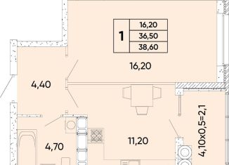 Продам 1-ком. квартиру, 38.6 м2, Ростов-на-Дону, Пролетарский район, проспект 40-летия Победы, 113/1