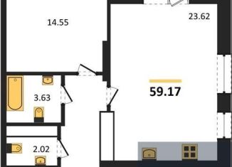 Продам 1-комнатную квартиру, 59.2 м2, Воронеж, Ленинский район