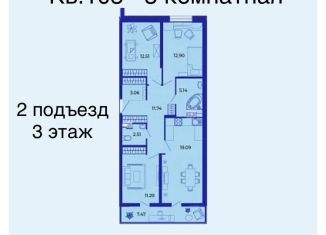 Продажа трехкомнатной квартиры, 85.7 м2, Брянск, ЖК Резиденция Гринпарк, улица имени О.С. Визнюка, 18