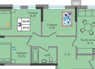 Продаю 3-ком. квартиру, 67.5 м2, Краснодар, улица имени Генерала Брусилова, 5лит1.1