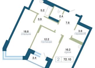 Продам 2-ком. квартиру, 72.1 м2, Красноярский край, улица Профсоюзов, 2