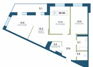 Продается 3-комнатная квартира, 90.8 м2, Красноярский край, улица Профсоюзов, 1