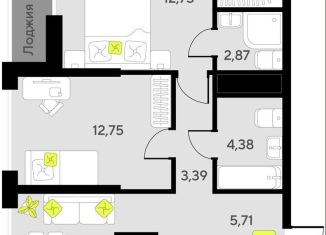 Продаю 2-ком. квартиру, 60.5 м2, Тюмень, Калининский округ, улица Первооткрывателей, 13