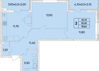 Продаю 2-ком. квартиру, 59.6 м2, Ростов-на-Дону, Пролетарский район, проспект 40-летия Победы, 113