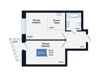 Продается двухкомнатная квартира, 43.9 м2, Новосибирск, улица Титова, 48, метро Студенческая