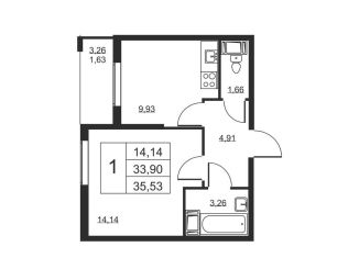 Продается 1-ком. квартира, 35.5 м2, Ленинградская область