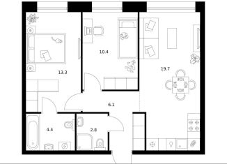 Продается 2-комнатная квартира, 56.7 м2, Санкт-Петербург, метро Приморская