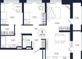 Продаю трехкомнатную квартиру, 82.9 м2, Тюменская область