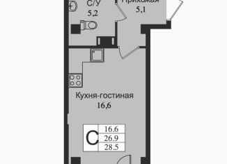 Продам квартиру студию, 29 м2, Ленинградская область