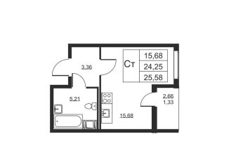 Квартира на продажу студия, 25.6 м2, Ленинградская область