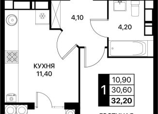 Продажа однокомнатной квартиры, 32.2 м2, Ростов-на-Дону, Первомайский район