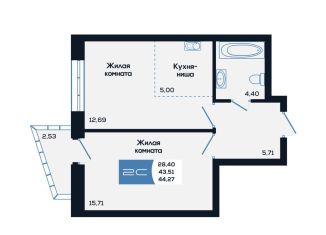 Продам 2-комнатную квартиру, 44.3 м2, Новосибирск, улица Титова, 48, Ленинский район