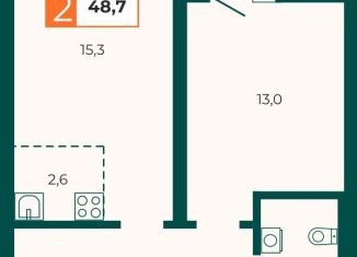 1-ком. квартира на продажу, 48.7 м2, Екатеринбург, метро Геологическая, улица Репина, 131/1