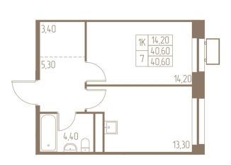 Продается однокомнатная квартира, 40.6 м2, Пушкино