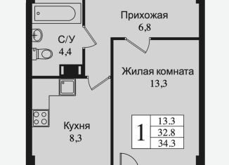 Продаю 1-комнатную квартиру, 32.8 м2, Всеволожск