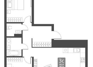 Продается 3-комнатная квартира, 86 м2, Новосибирск, Калининский район, Тайгинская улица, с3