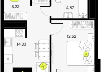 Продам 1-ком. квартиру, 40.9 м2, Тюмень