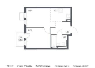 Продаю однокомнатную квартиру, 35.3 м2, Москва, жилой комплекс Остафьево, к14