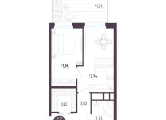 Продам 1-ком. квартиру, 40.5 м2, Тула