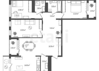 Продается трехкомнатная квартира, 100.3 м2, Тюменская область, улица Энергетиков, 42с5