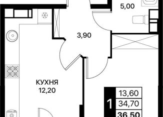 1-комнатная квартира на продажу, 36.5 м2, Ростов-на-Дону