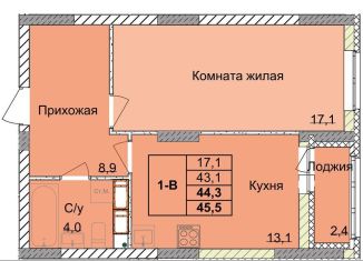 Продаю 1-ком. квартиру, 44.3 м2, Нижний Новгород, 1-я Оранжерейная улица, 16