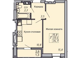 Продается 1-комнатная квартира, 34.7 м2, Волгоград