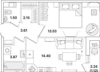 Продажа 1-комнатной квартиры, 40.2 м2, Санкт-Петербург